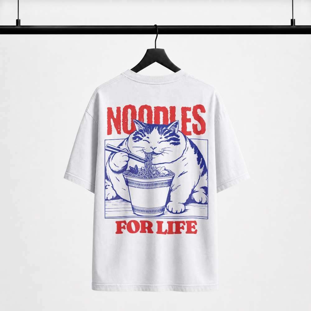 Noodles For Life Cat Oversized Graphic Tee
