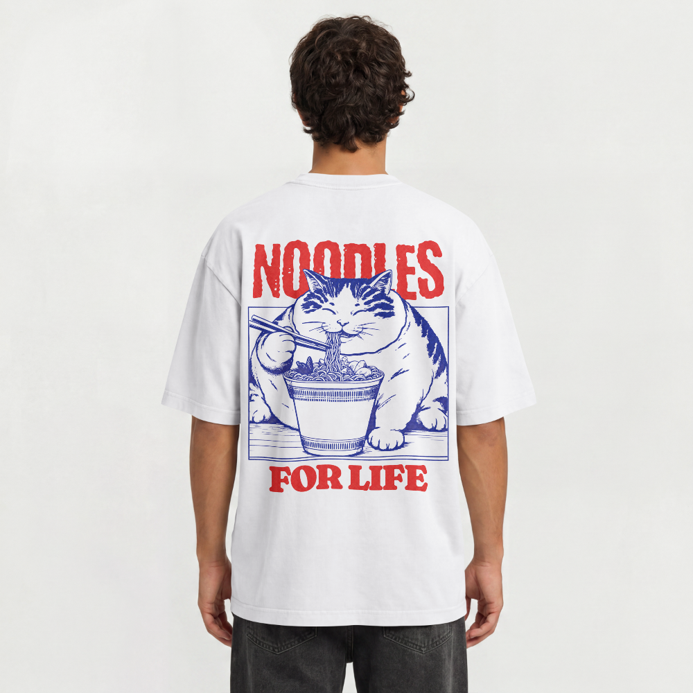 Noodles For Life Cat Oversized Graphic Tee