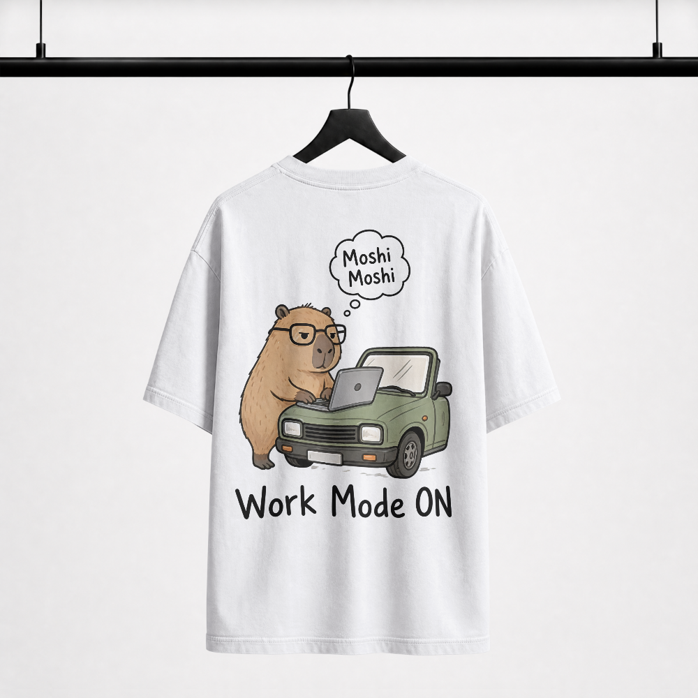 Unisex Work Mode ON Capybara Oversized T-Shirt | Funny Meme Tee
