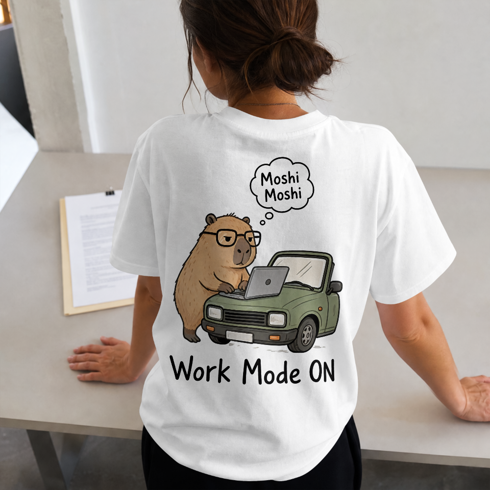 Unisex Work Mode ON Capybara Oversized T-Shirt | Funny Meme Tee