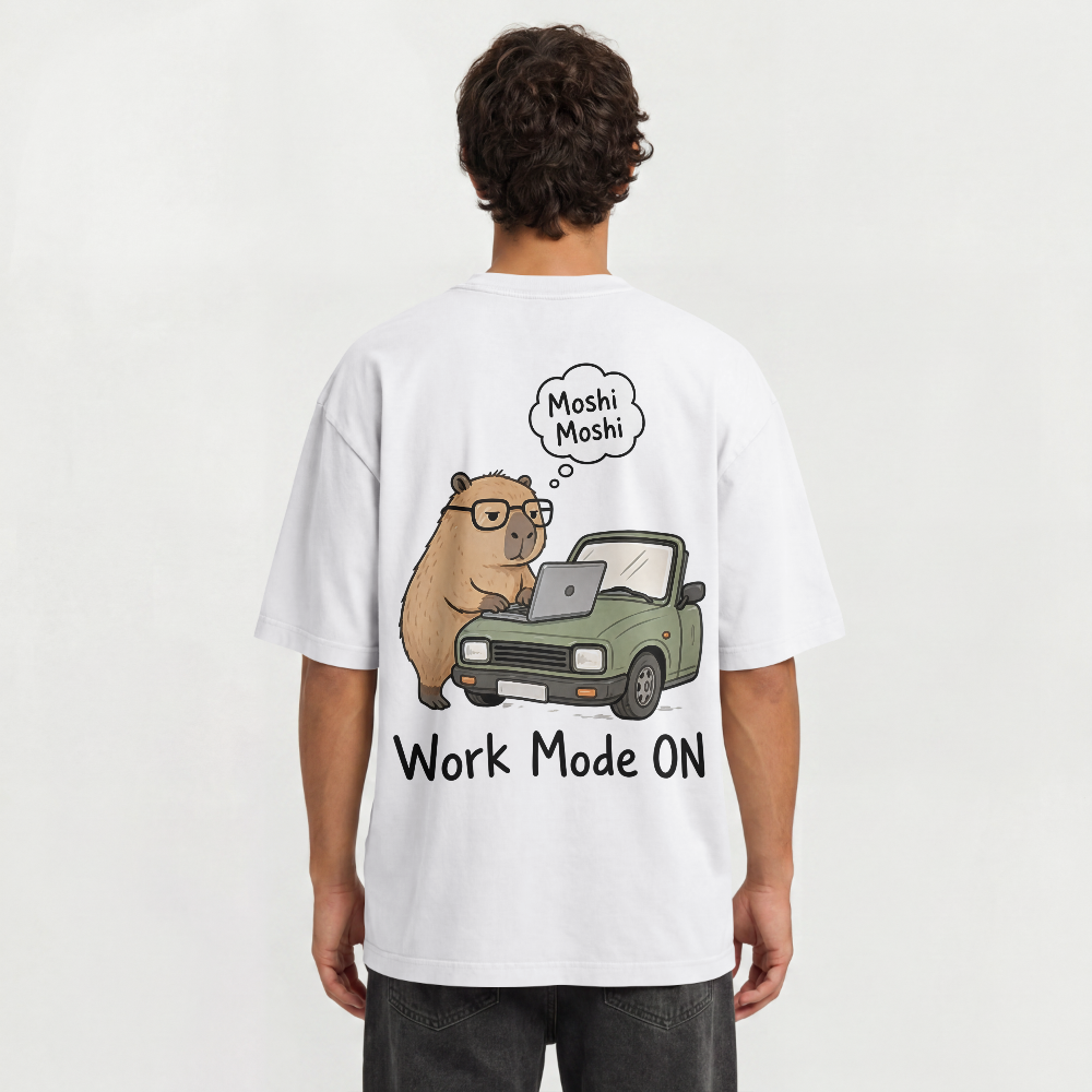 Unisex Work Mode ON Capybara Oversized T-Shirt | Funny Meme Tee