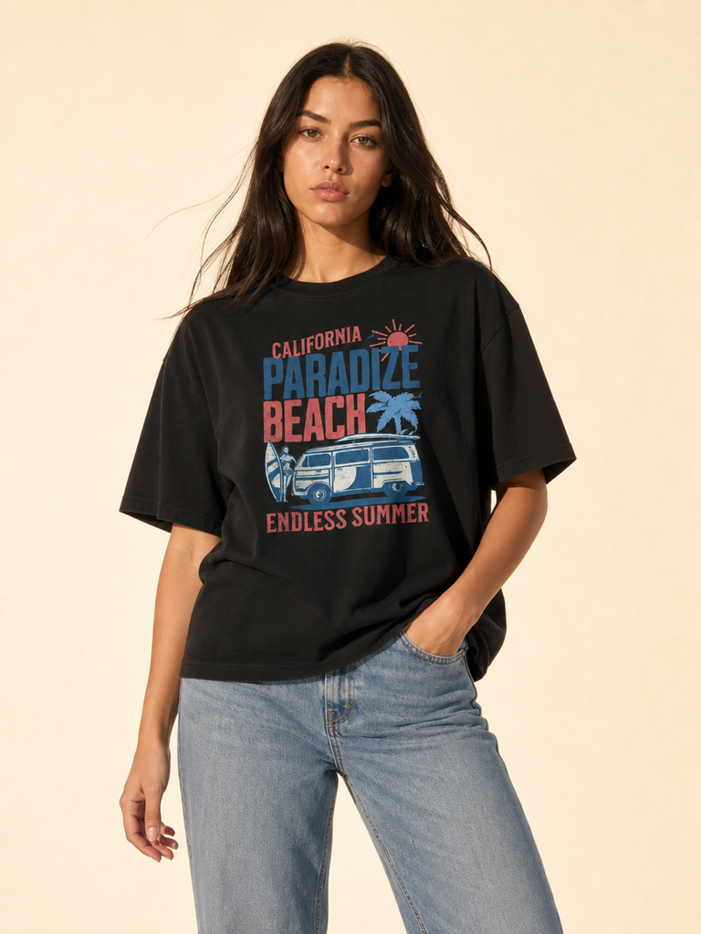 Unisex Paradise Beach Oversized Graphic Tee – Endless Summer
