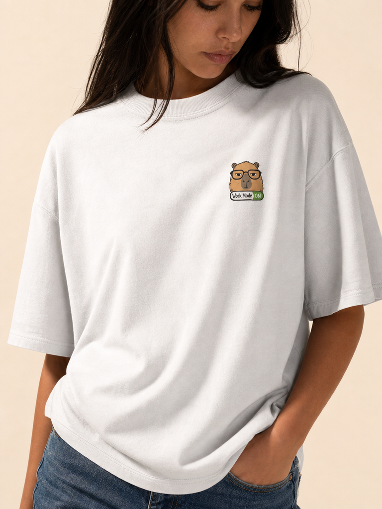 Unisex Work Mode ON Capybara Oversized T-Shirt | Funny Meme Tee